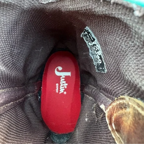 Justin Gypsy Raya Sqaure Toe Western Cowboy Boots Brown and Turquoise Women’s 9B - Picture 9 of 15